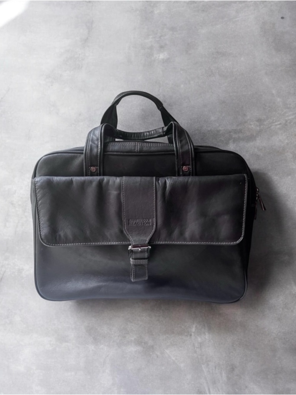 Kenneth Cole Reaction black genuine leather business/laptop bag